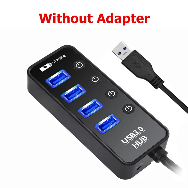 USB 3.0 4-Port Hub with Power Adapter