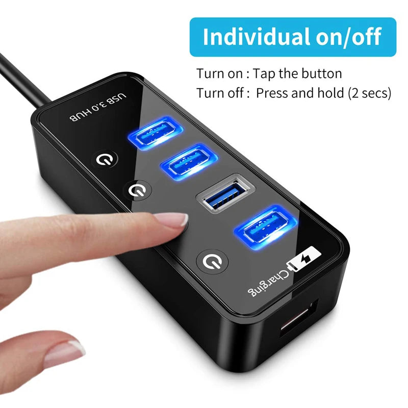 USB 3.0 4-Port Hub with Power Adapter